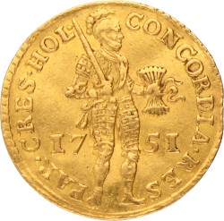 Gouden dukaat. Holland. 1751. Zeer Fraai.