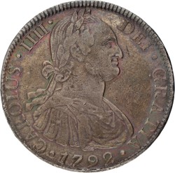 Mexico. Spanish colony. Charles IV. 8 Reales. 1792 MO RF.