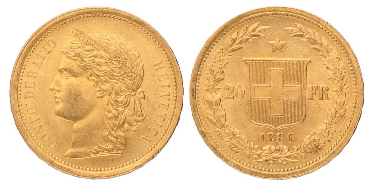 Switzerland. 20 Francs. 1886.
