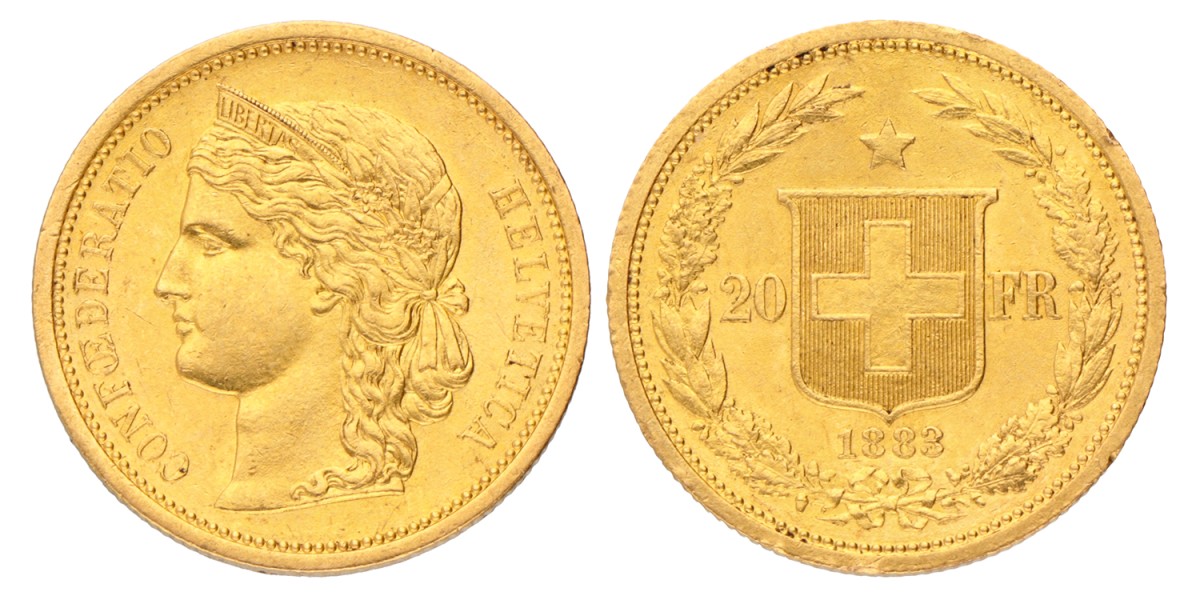 Switzerland. 20 Francs. 1883.