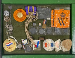 Netherlands. 1940 - 1945. Museumbox with different (peronal) attributes which remembers of the second world war.