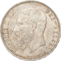 Belgium. Leopold II. 5 Francs. 1873.