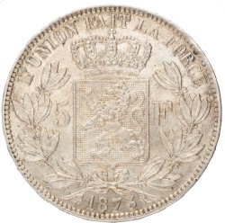 Belgium. Leopold II. 5 Francs. 1873.