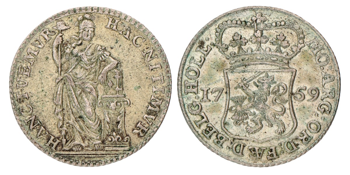 Muntmeesterpenning. Holland. 1759. Zeer Fraai / Prachtig.