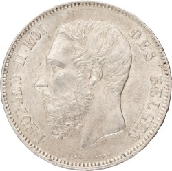 Belgium. Leopold II. 5 Francs. 1873.