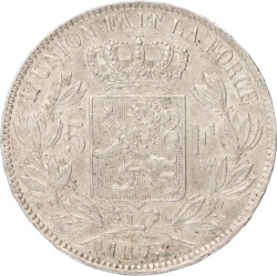 Belgium. Leopold II. 5 Francs. 1873.