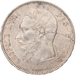 Belgium. Leopold II. 5 Francs. 1872.