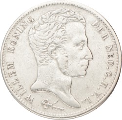 1 Gulden. Willem I. 1824 U met streep. Zeer Fraai.