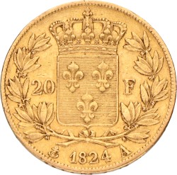 France. Kingdom. Louis XVIII. 20 Francs. 1824 A.