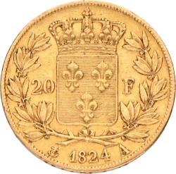 France. Kingdom. Louis XVIII. 20 Francs. 1824 A.