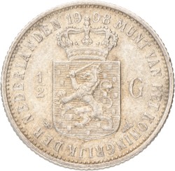 ½ Gulden. Wilhelmina. 1908. Prachtig -.