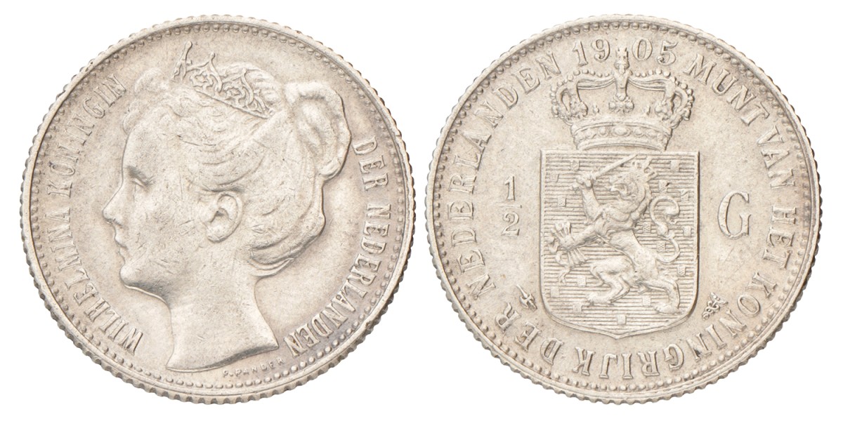 ½ Gulden. Wilhelmina. 1905. Prachtig -.