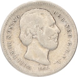 25 cent. Willem III. 1890 zonder punt. Fraai +.