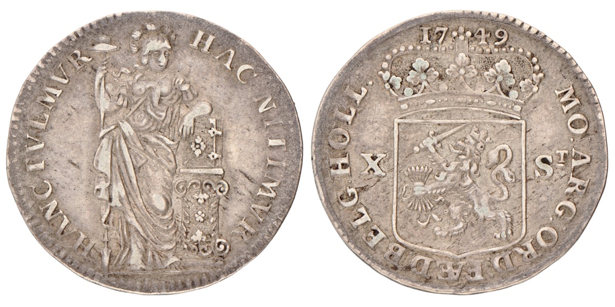 Halve Generaliteitsgulden van X stuiver. Holland. 1749. Prachtig -.