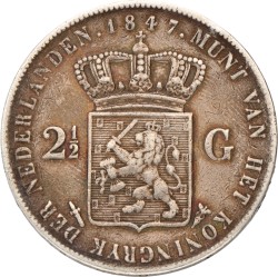 2½ Gulden. Willem II. 1847. Zeer Fraai.