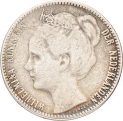 1 Gulden. Wilhelmina. 1907. Zeer Fraai -.