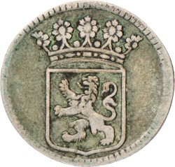 Halve Duit afslag in zilver. V.O.C. (Holland). 1756. Zeer Fraai.