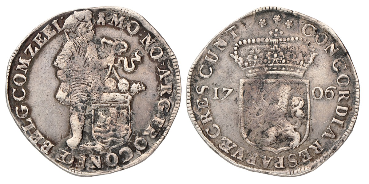 Zilveren Dukaat. Zeeland. 1706. Zeer Fraai.