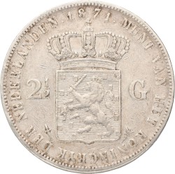 2½ Gulden. Willem III. 1871. Zeer Fraai.