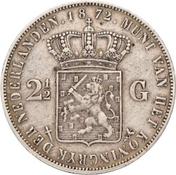 2½ Gulden. Willem III. 1872. Zeer Fraai +.