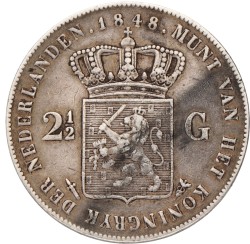 2½ Gulden. Willem II. 1848. Zeer Fraai +.