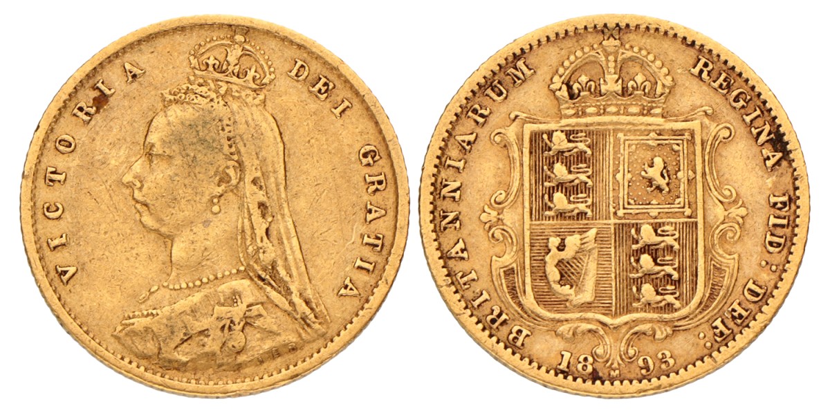 Australia. Victoria. ½ Sovereign. 1893 M.