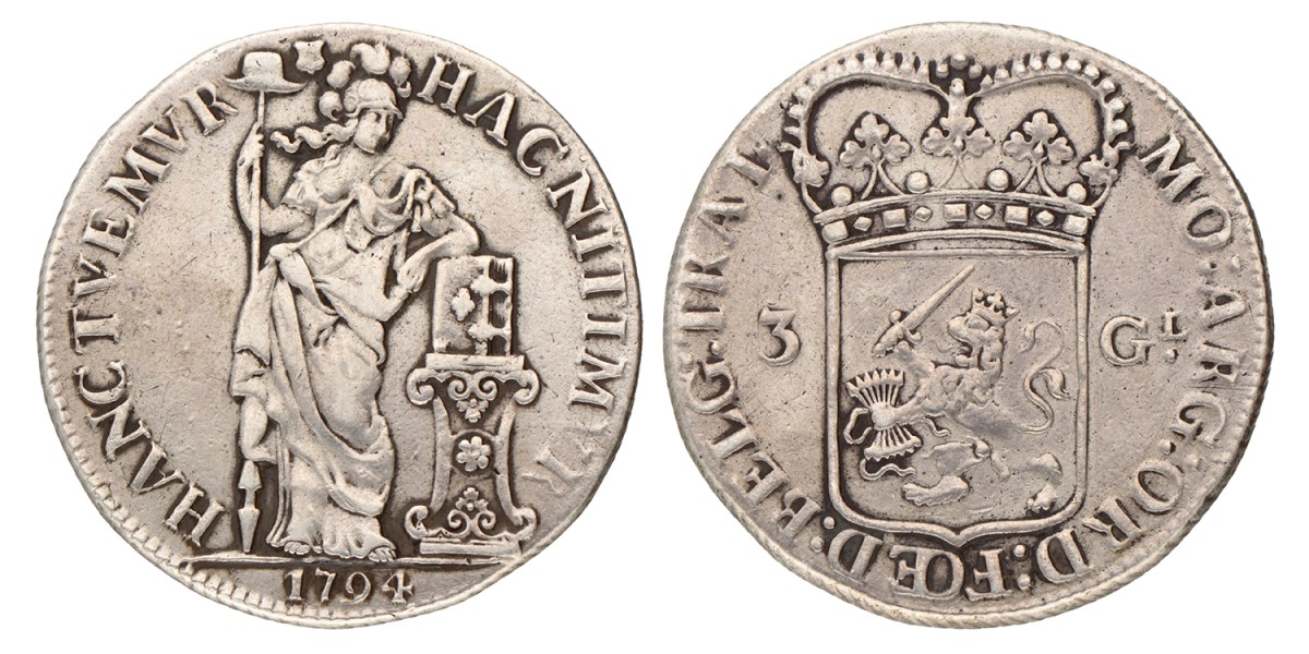 3 gulden - Generaliteits. Utrecht. 1794. Fraai / Zeer Fraai.