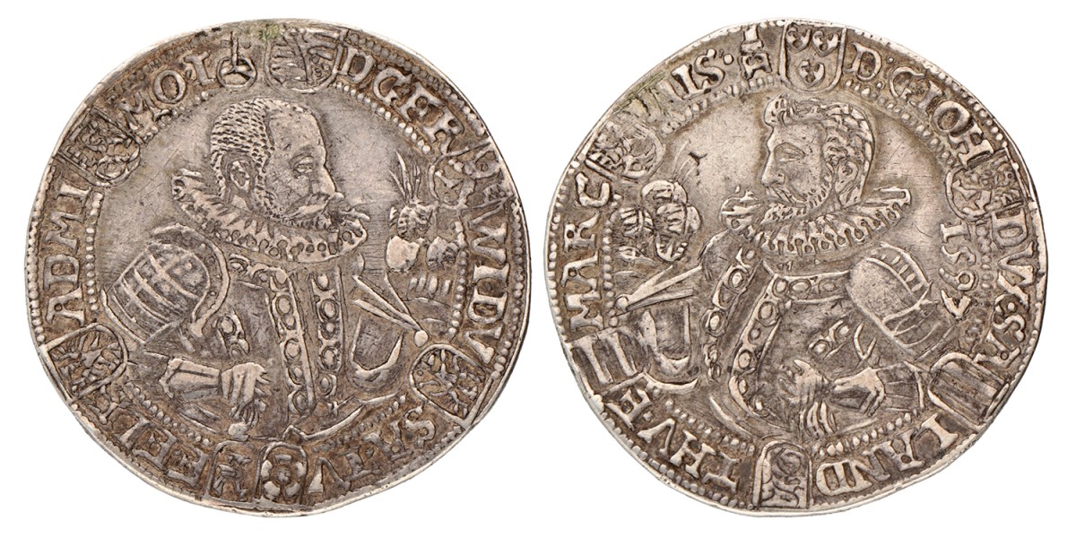 German states. Saxony - Weimar. Friedrich Wilhelm and Johann. ½ Thaler. 1597.