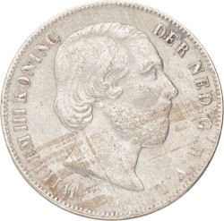 1 Gulden. Willem III. 1851. Zeer Fraai +.