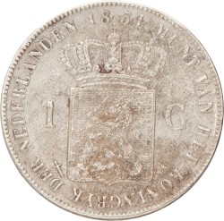 1 Gulden. Willem III. 1851. Zeer Fraai +.