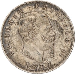 Italy. Kingdom. Vittorio Emanuelle II. 5 lire. 1877.