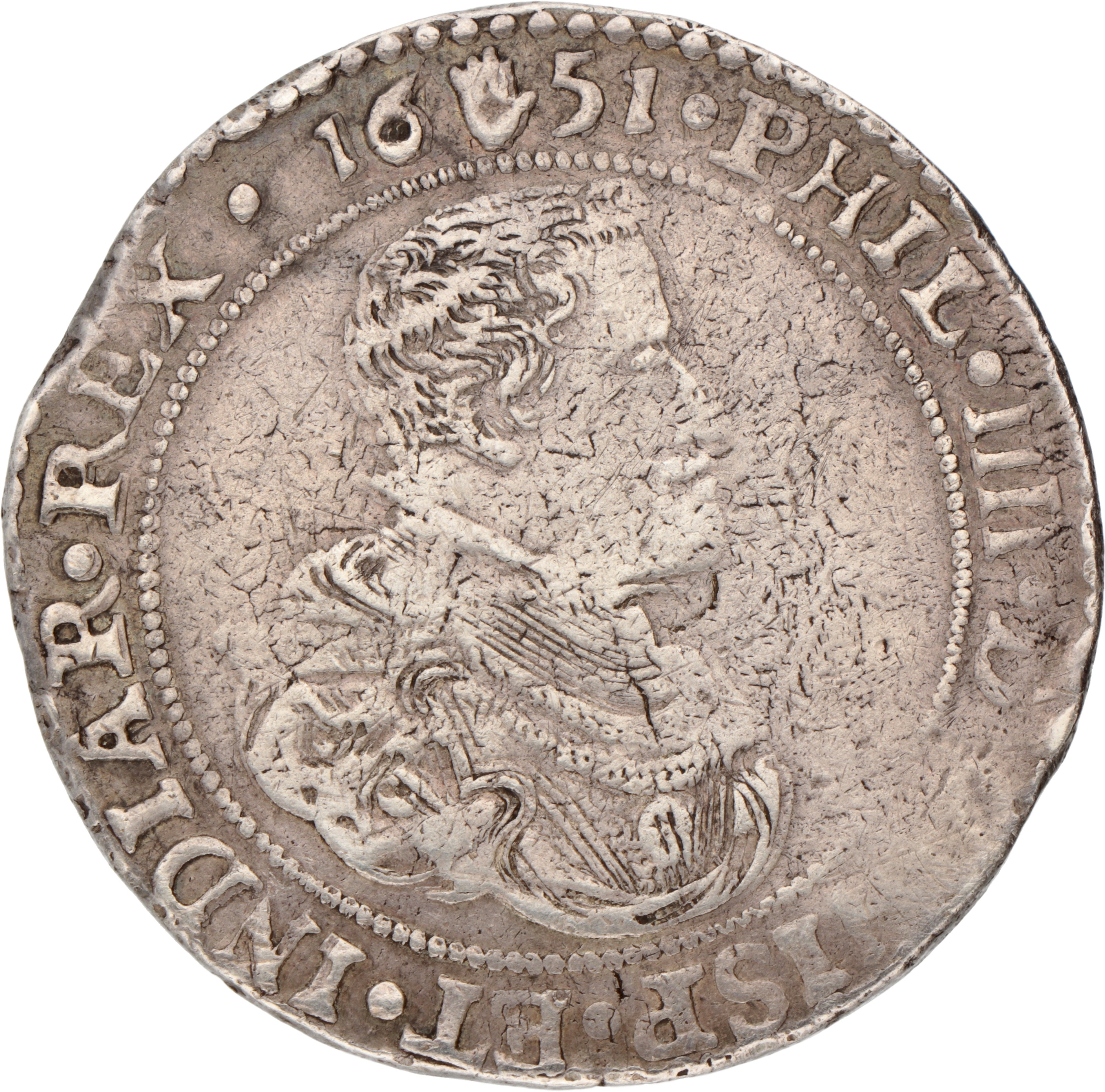 Ducaton. Brabant. Filips IV. 1651. Zeer Fraai -.