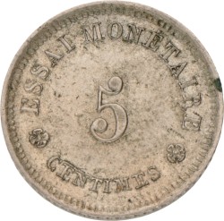 Belgium. Leopold I. 5 Centimes - Pattern. 1859.