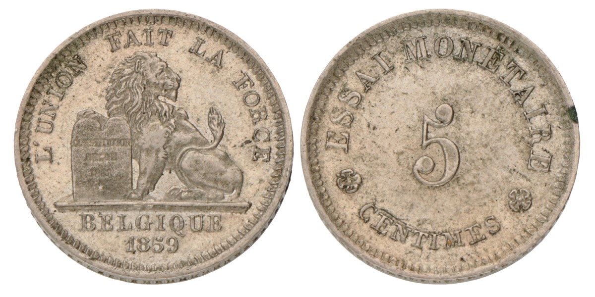 Belgium. Leopold I. 5 Centimes - Pattern. 1859.