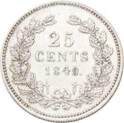 25 Cent. Willem II. 1849. UNC -.