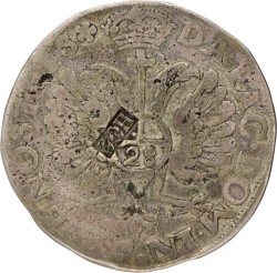 Florijn van 28 stuiver met Hollandse klop. Zwolle. 168(?). Fraai +.