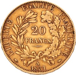 France. Second republic. 20 Francs. 1851 A.