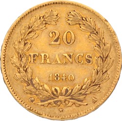 France. Kingdom. Louis Philippe I. 20 Francs. 1840 A.