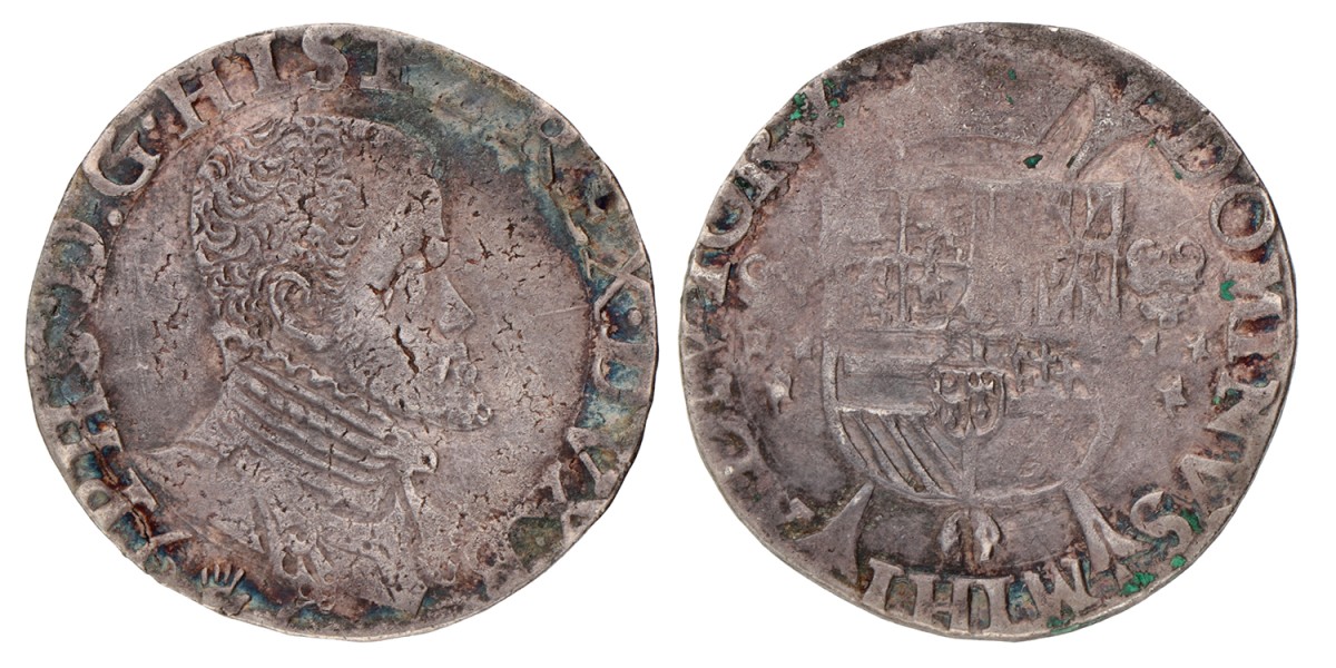 1/5 Filipsdaalder. Brabant. Antwerpen. Filips II. 1566. Zeer Fraai +.