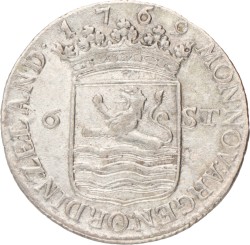Scheepjesschelling van 6 stuiver. Zeeland. 1769. Zeer Fraai +.