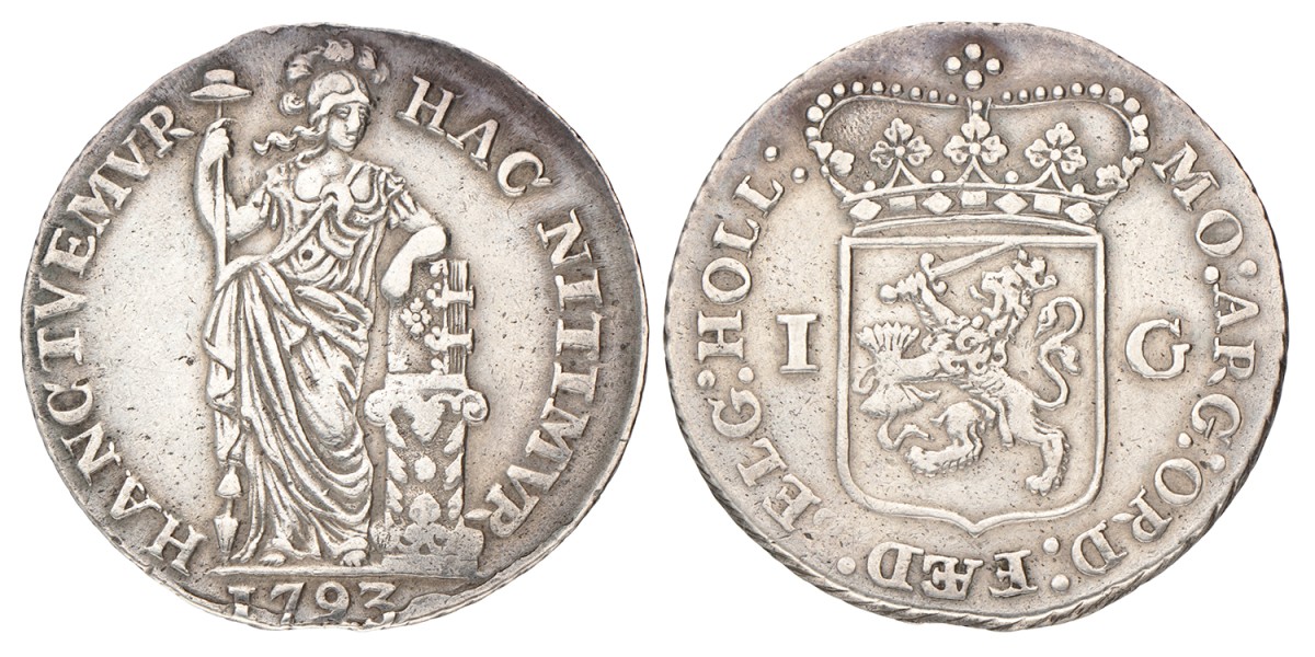 1 gulden - Generaliteits. Holland. 1793. Zeer Fraai +.