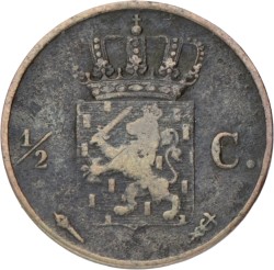 ½ Cent. Willem I. 1819 U. Fraai / Zeer Fraai.