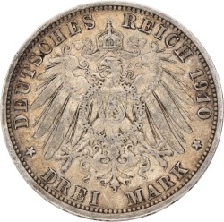 German states. Hessen. Ernst Lüdwich. 3 Mark. 1910 A.