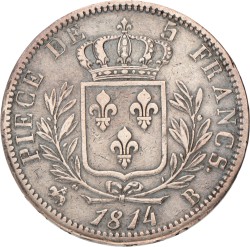 France. Second kingdom. Louis XVIII. 5 Francs. 1814 B.