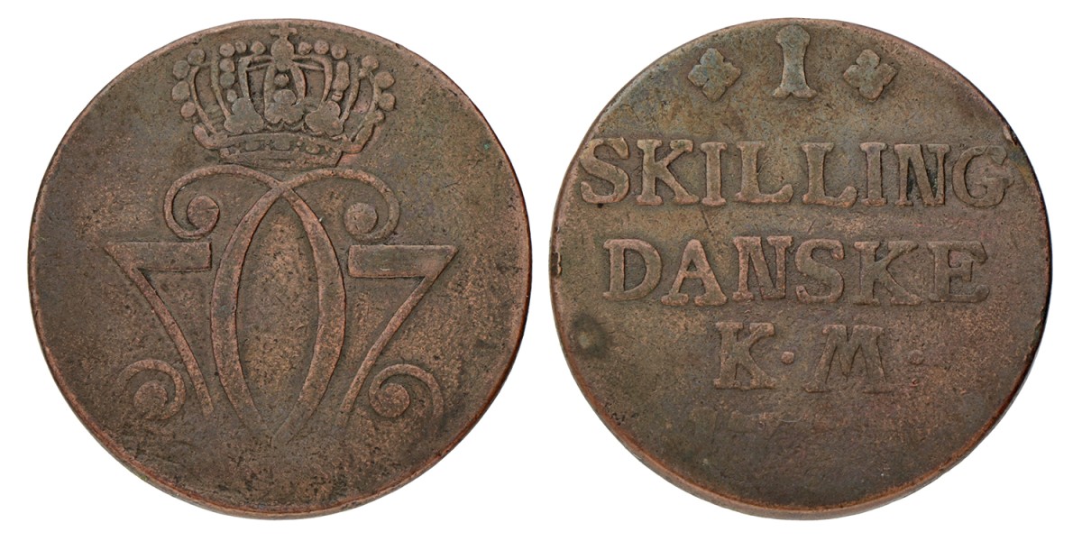 Denmark. Christian VII. Skilling. 1771.