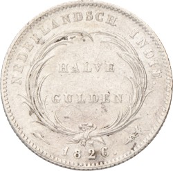 ½ Gulden. Nederlands-Indië. Willem I. 1826. Zeer Fraai +.