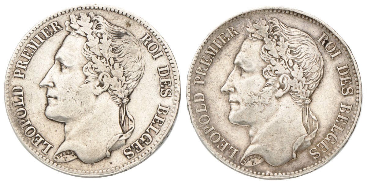 Belgium. Leopold I. Lot (2) 5 Francs. 1848.