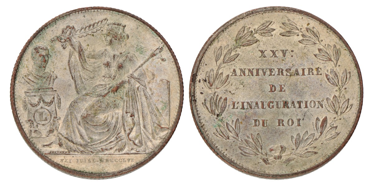 Belgium. Leopold I. 5 Centimes - 25th anniversary of the inaugeration of Leopold I. 1856 FR. XF.
