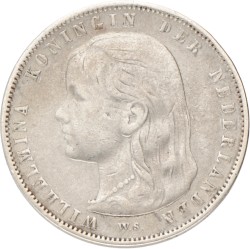 1 Gulden. Wilhelmina. 1892. Zeer Fraai.