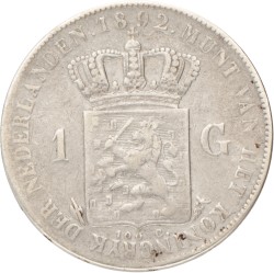 1 Gulden. Wilhelmina. 1892. Zeer Fraai.